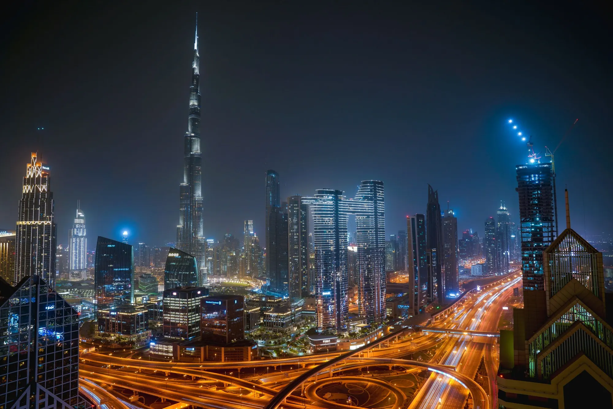 Downtown Dubai at night